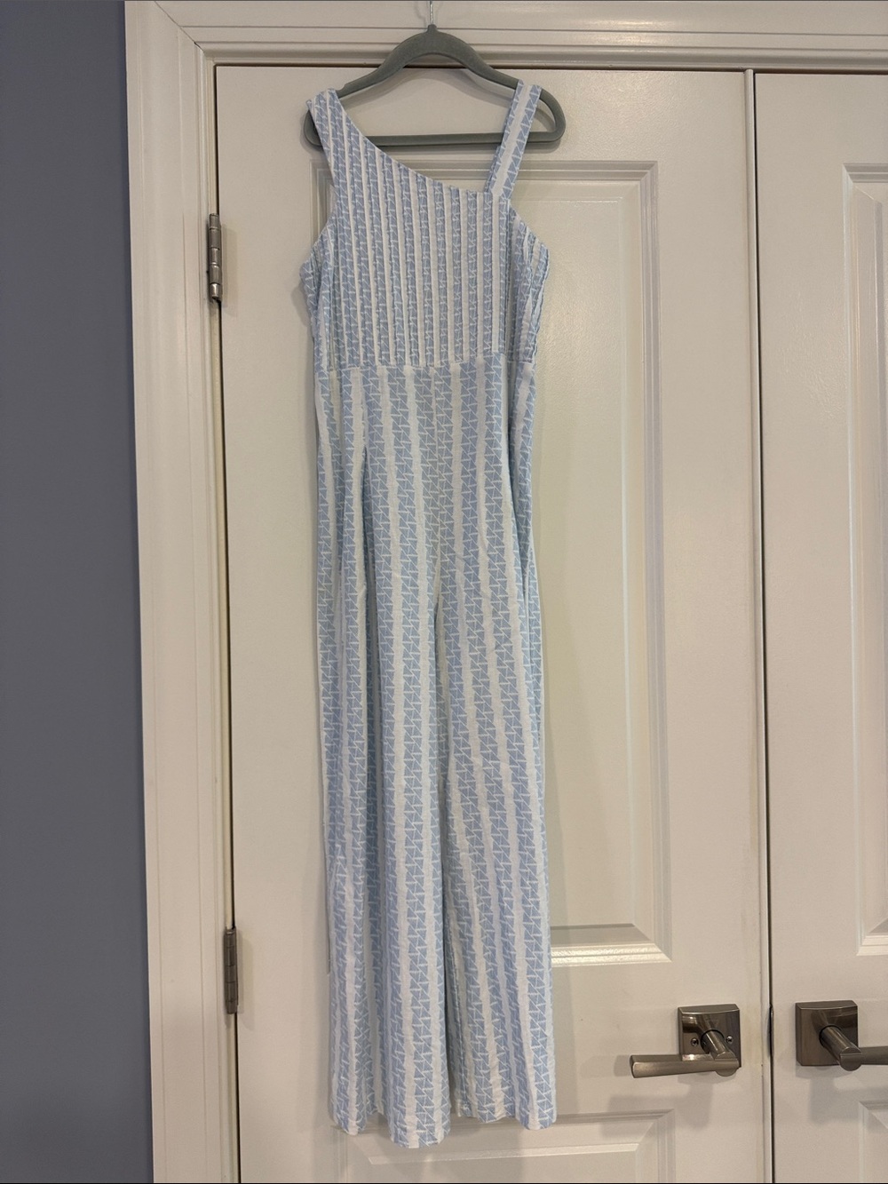 Habitual Light Blue & White Striped Girls Jumpsuit